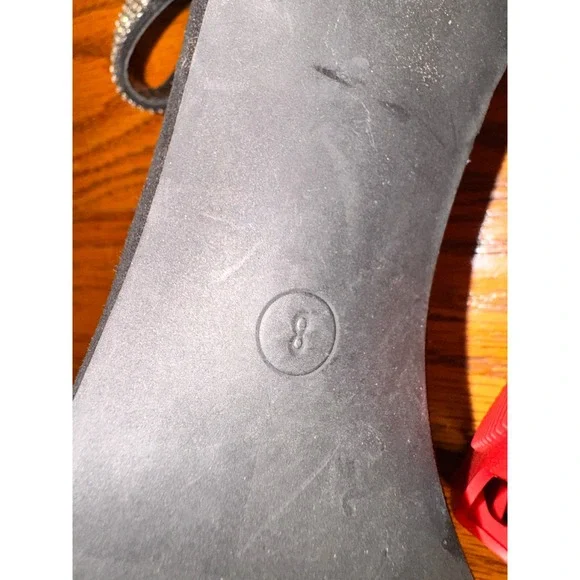 Olivia Ferrgamo Womens Black Rhinestone Ankle Strap Heels Size 8 - Picture 6 of 6